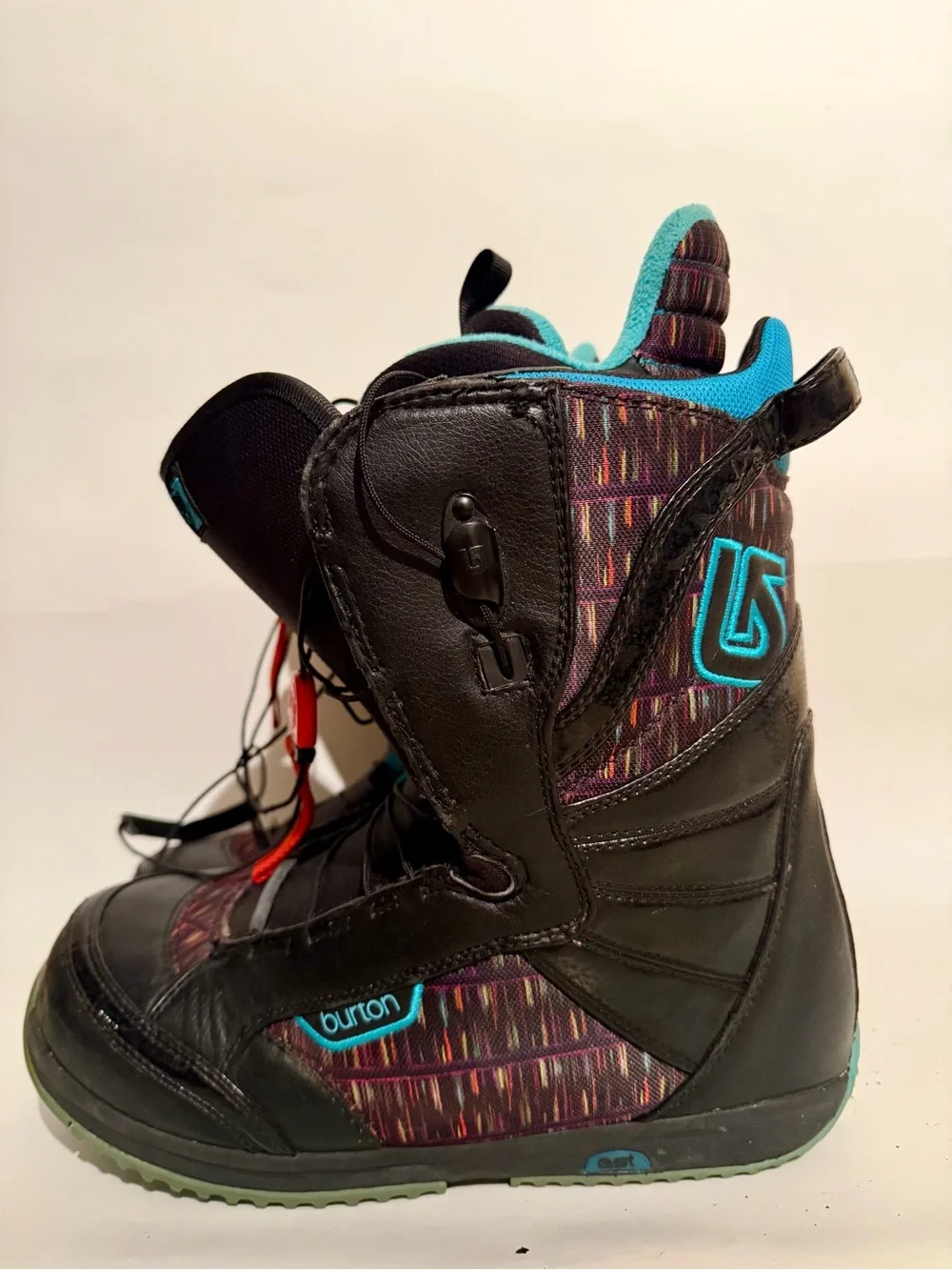 Women's Burton Boutique Snowboard Boots 2011 Size 10 Black Blue Boa Cables